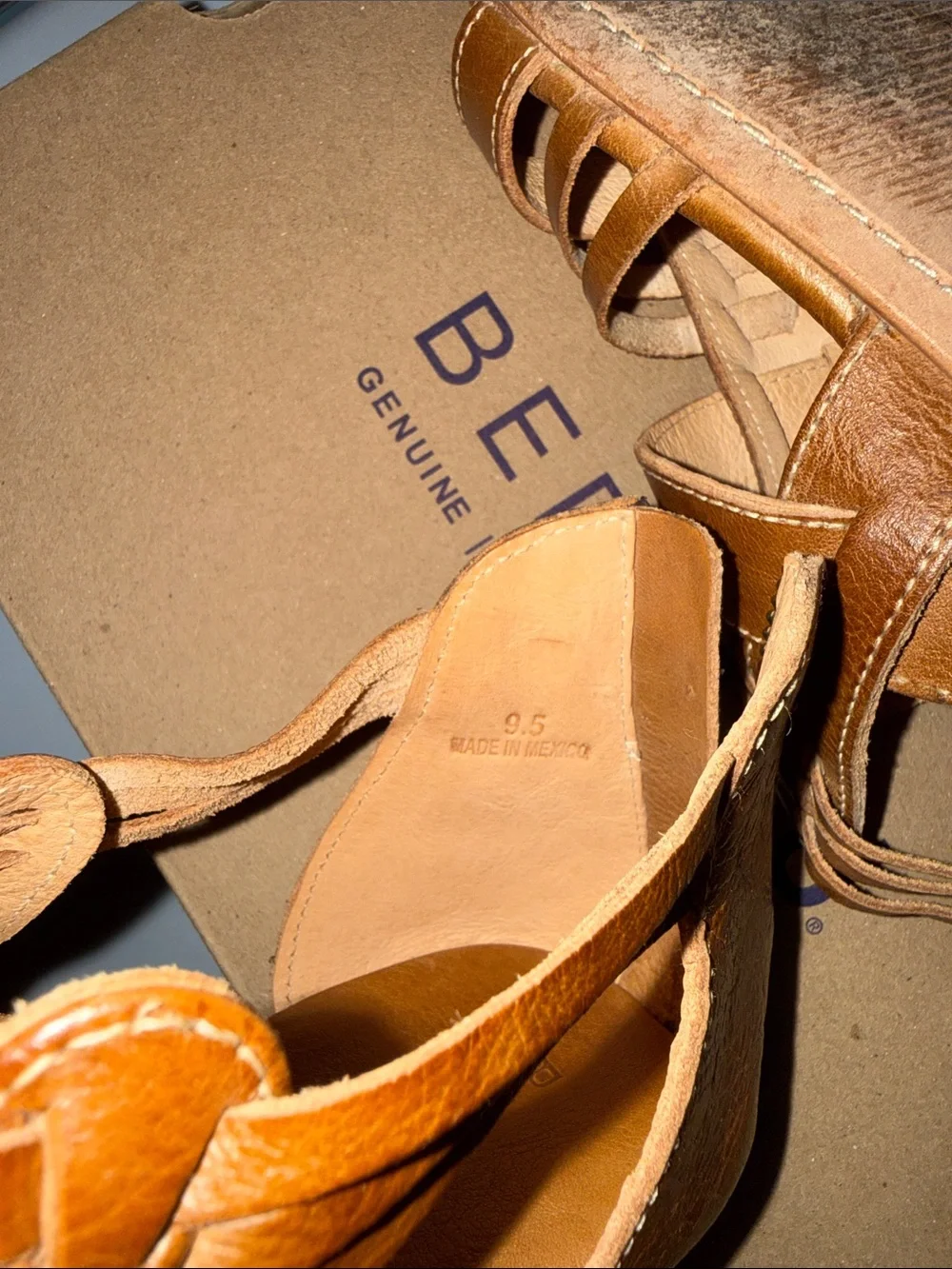 Bed Stu Tan Rustic Leather Cara Sandals 9.5